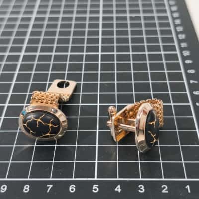 Mens Cufflinks Vintage Golden Mesh Wrap Round PreOwned 