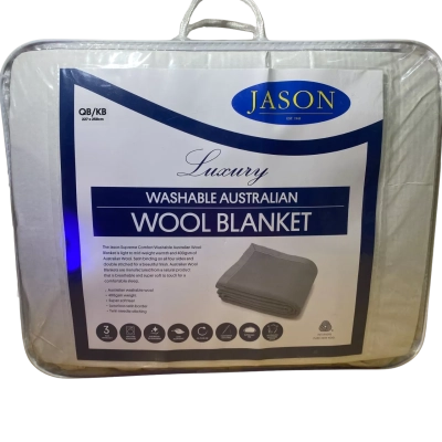 Jason Washable Wool Blanket Silver Queen/King