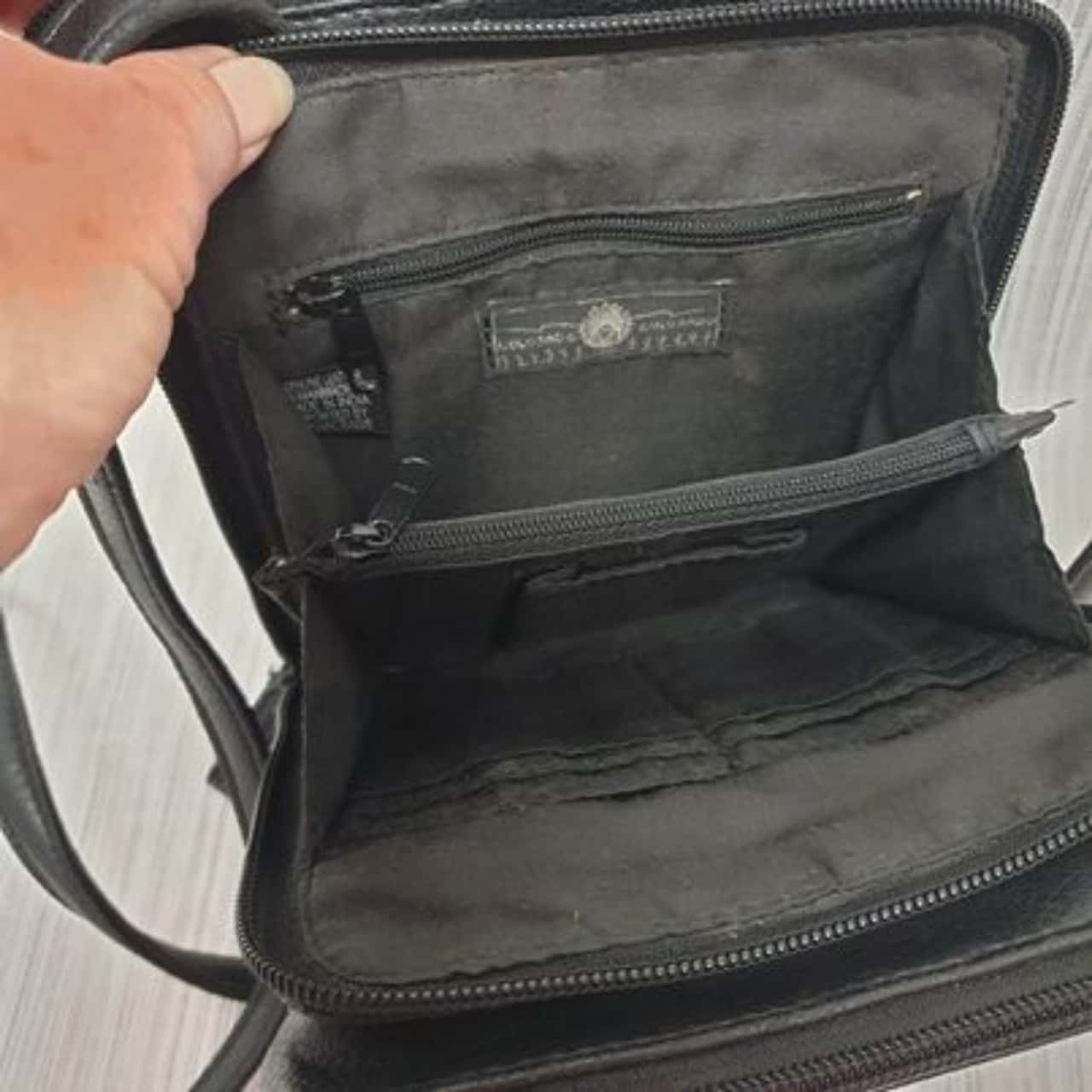 Colorado Smart & Trendy Womens Crossbody Black Leather Double Pouch Pocket Front Shoulder Bag