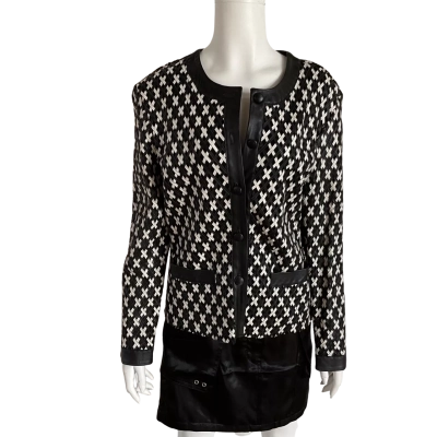Sagaie Womens  Size 16 / 18 / XL Button-down Cardigan Black  / Pattern / White 