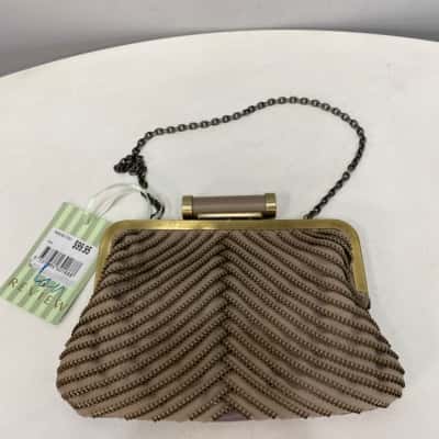 Review Womens Small Zipper detail Handbag / Purse Beige / Gold 