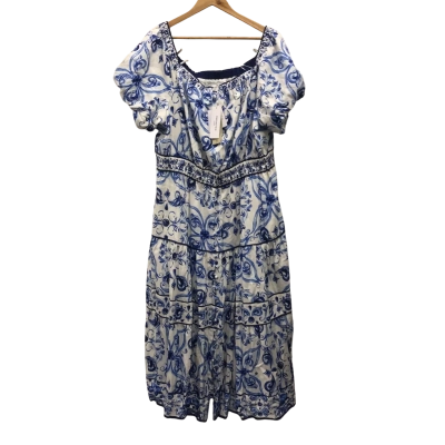 Forever New Curve Womens  Size 22 Midi Dress Blue / White BNWT$209