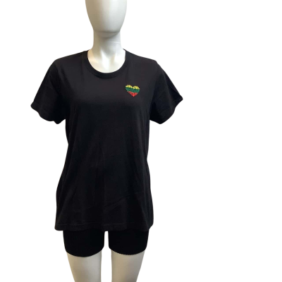 Malfinity Womens Size XL Embroidered Heart Tee Black