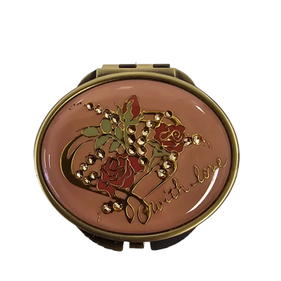 Retro Enamel Mirror with Diamante