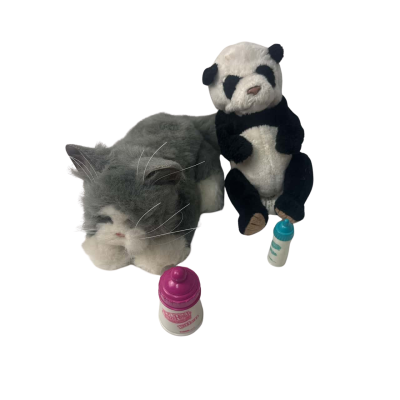 Fur real cat and panda with milk bottles 