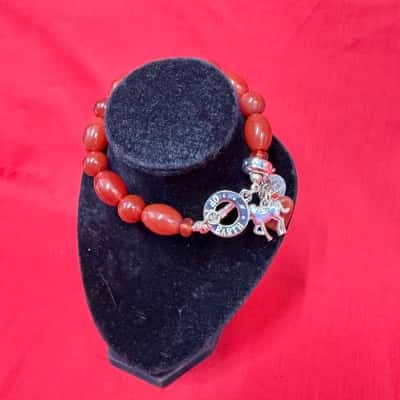Of The Earth red carnelian beaded bracelet including 2 charms 