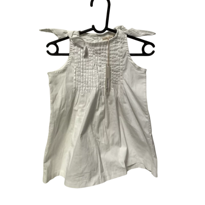  Mamapapa Toddler ‘Raisin’ White Cotton Dress - Size 3 (XXS) - NEW with Tags