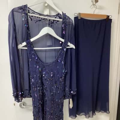 Laura K Elegant Navy Blue Evening Set