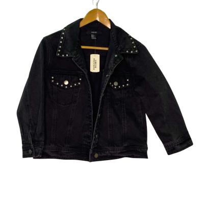 Forever 21 Womens  Size S Denim Jacket Black  / Silver 