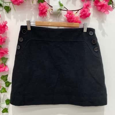 Marcs Womens Buttoned Up Fit Wool Mini Skirt Size 12 Black  