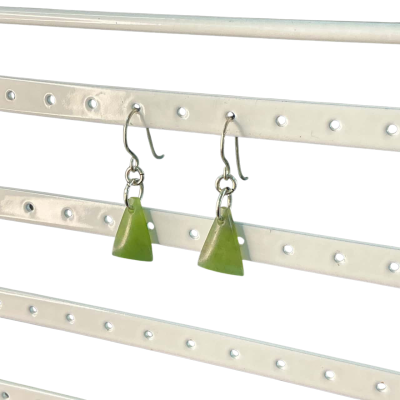  Womens Sterling silver (tested) Nephrite dangle Earrings Green / Silver 