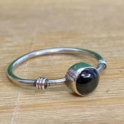 Sterling Silver Black Stone Ring (Stamped 925)