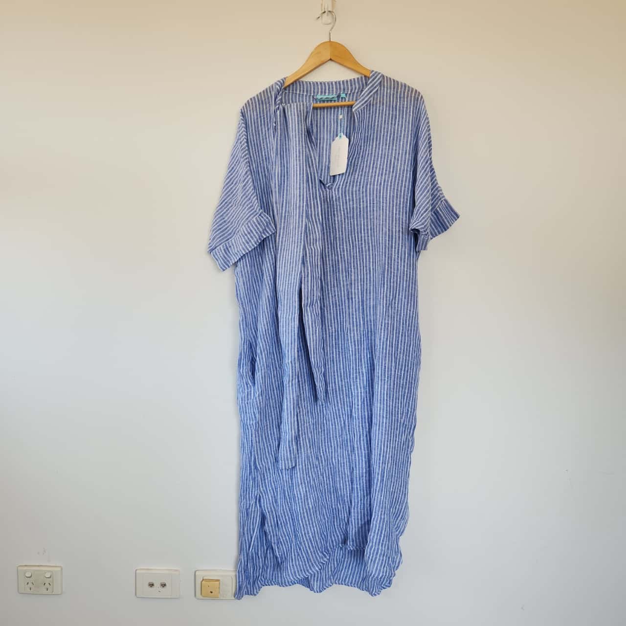 Blue White Printed Silk Kaftan Dress