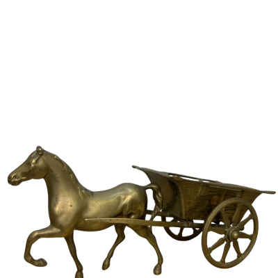 Vintage Brass Horse and Cart Ornament