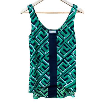 Sass & Bide Green/Black Patterned Top Size 6