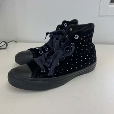 Converse All Star Chuck Taylor Black Velvet High-Top Sneaker Size 7 
