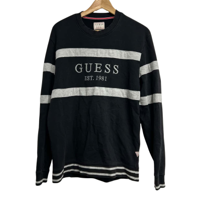 Guess Mens Size L Black Crew Neck Jumper   