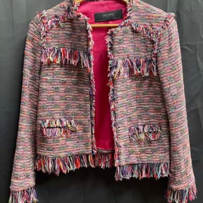 Zara Womens Size XS Multi-Coloured Tweed Jacket