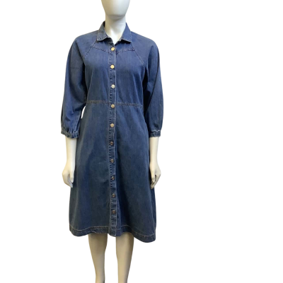 Brand New Ecology Womens Size 10 Shirt Collar Denim Dress Blue