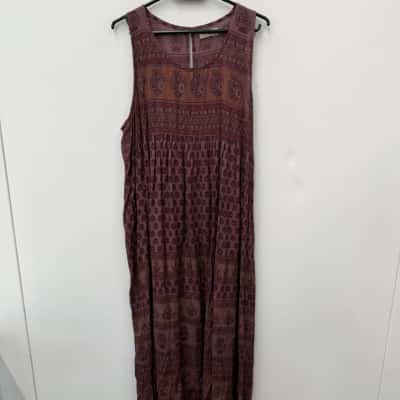 Tree of Life Purple Midi Dress - Size M