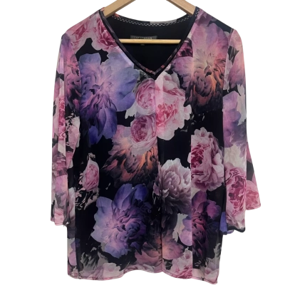 Liz Jordan Women's Size 12 Short Sleeve Top - Purple 