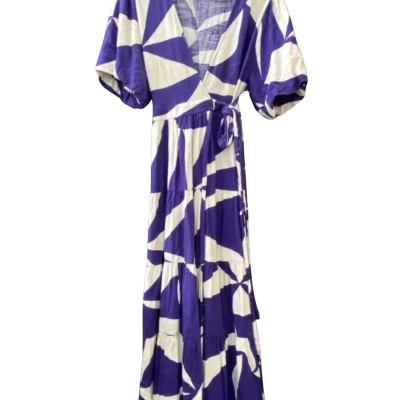 Mister Zimi Womens Size 12 Wrap Dress Off White / Purple 
