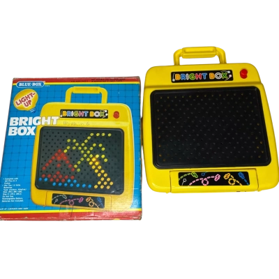 Vintage blue box bright box light up peg board toy