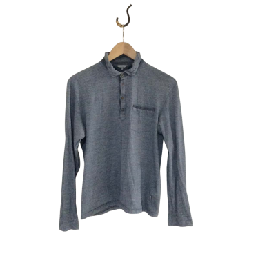 Ted Baker Mens  Size 4 Long Sleeve Top Grey / Navy Blue 