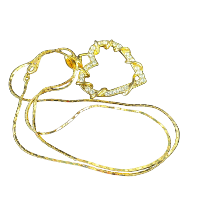 Gold Plated Chain with Large Heart Pendant.