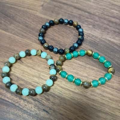 3 x Glass/Stone Stretch Bracelets