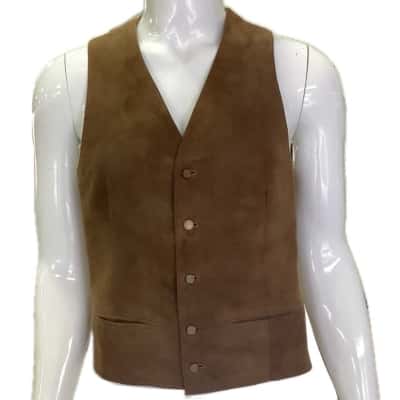 Don Lorenza Roetan Leathers Mens Vest Beige / Brown Size 38