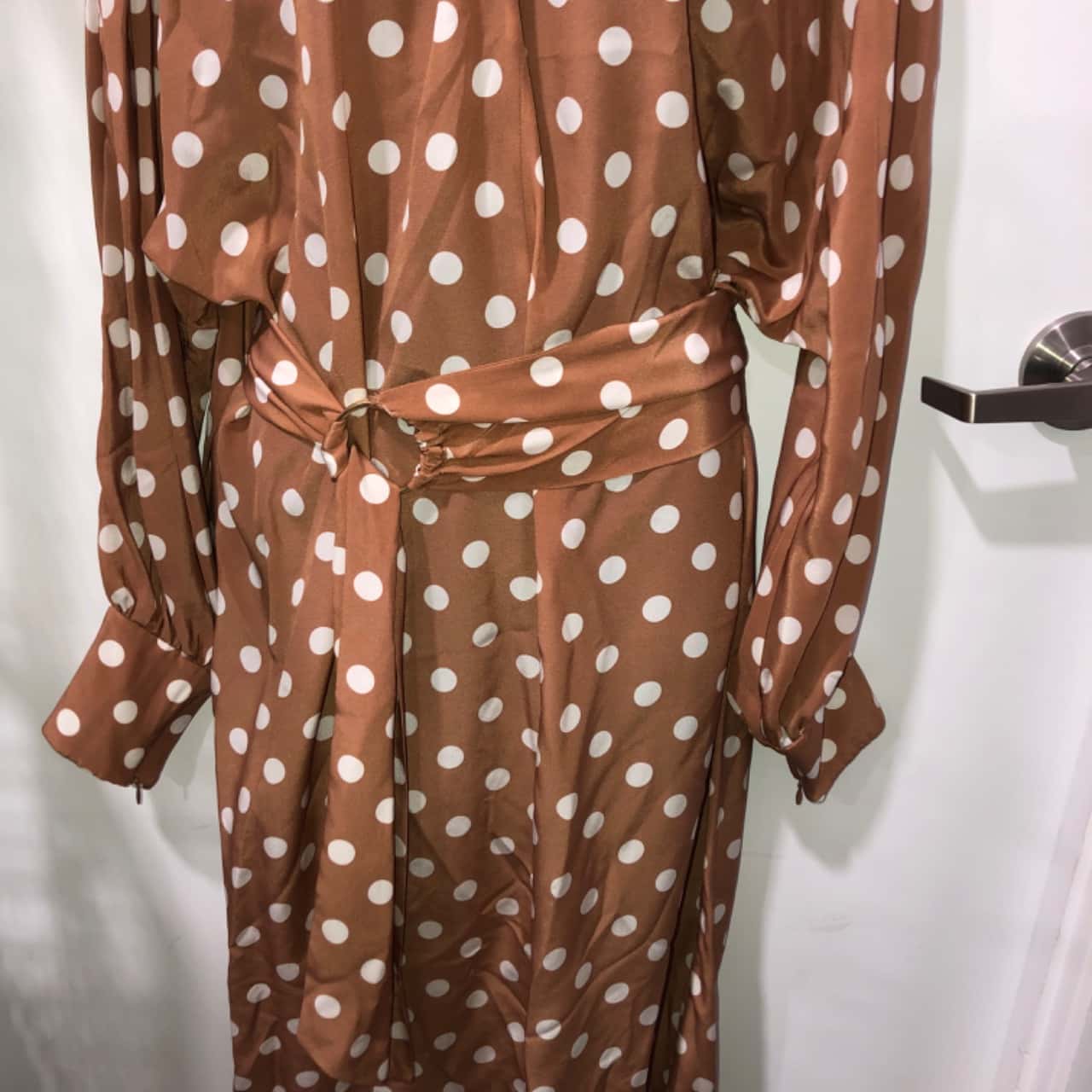 Zimmermann Brown Polka-dot Silk Dress Size 3 or Size 14 Australian (s) -  Used Very Good | Salvos Stores