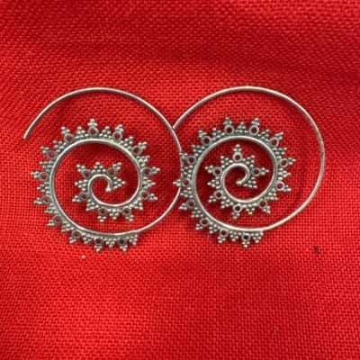  Women's Silver Tone Bohemian Boho Spiral Earrings 