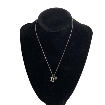 Swarovski Gemini Silver-Tone Necklace with Blue Stone Pendant 
