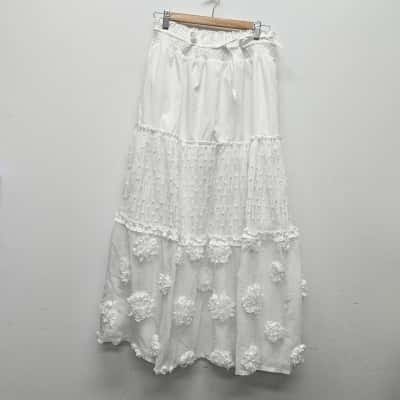  Womens  Size S Maxi Skirt White 