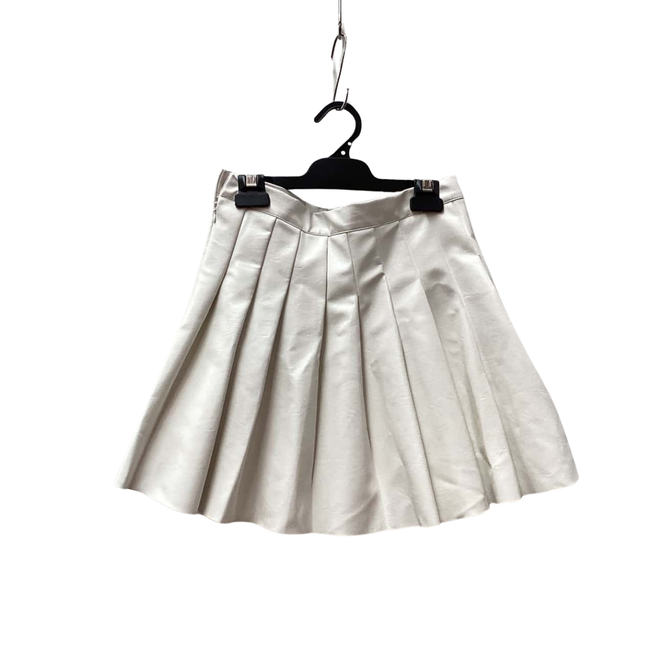 Womens Size 8 Mini White pleated skirt leather look