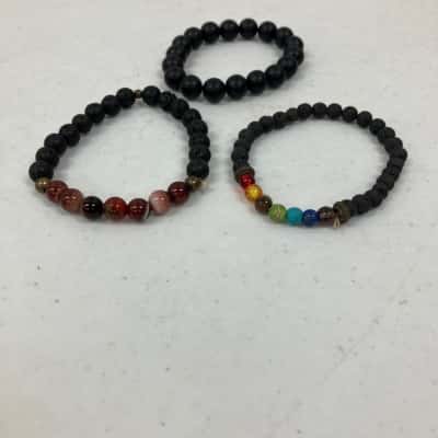 Men’s Multicolour/Black Stone Bracelets Set Of 3