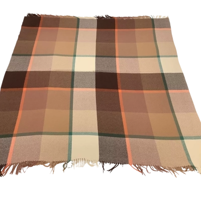 Brown Checkered Fringed Throw Blanket 148 x 138cm
