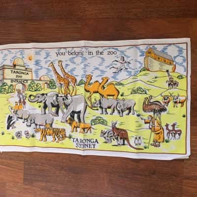 Vintage Taronga Zoo Souvenir Tea Towel