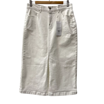 Rockmans - Lucent White Midi Skirt with Front Slit Size 10