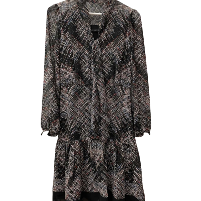 Karen Millen Womens  Size 10 Long Sleeve Dress Black  / Multicoloured 