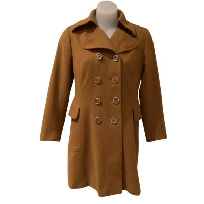 Vintage**.  Warm Tan Wool or Wool Blend Coat.   See size details below. 