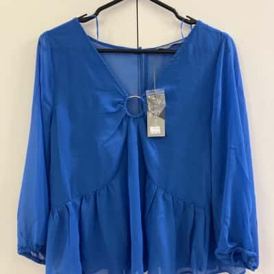 Katies Womens  Size 10 Blouse Blue 
