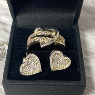 Sterling silver ring and earrings 