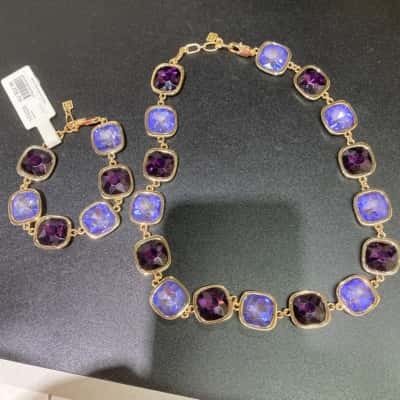  Women’s necklace and bracelet set , purple colour 