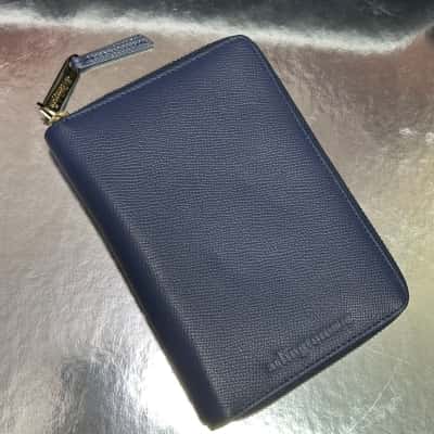 ARLINGTON MILNE Women's Zip Leather Purse/Wallet Navy Blue 