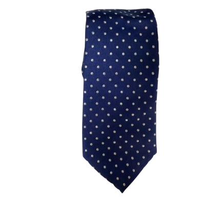 NEW - M.J. Bale Mens Silk Tie Navy Blue / White 