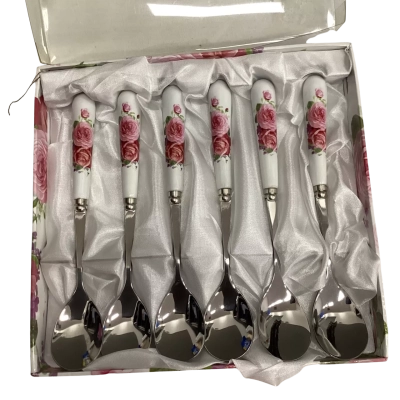 Ceramic handled long coffee spoons