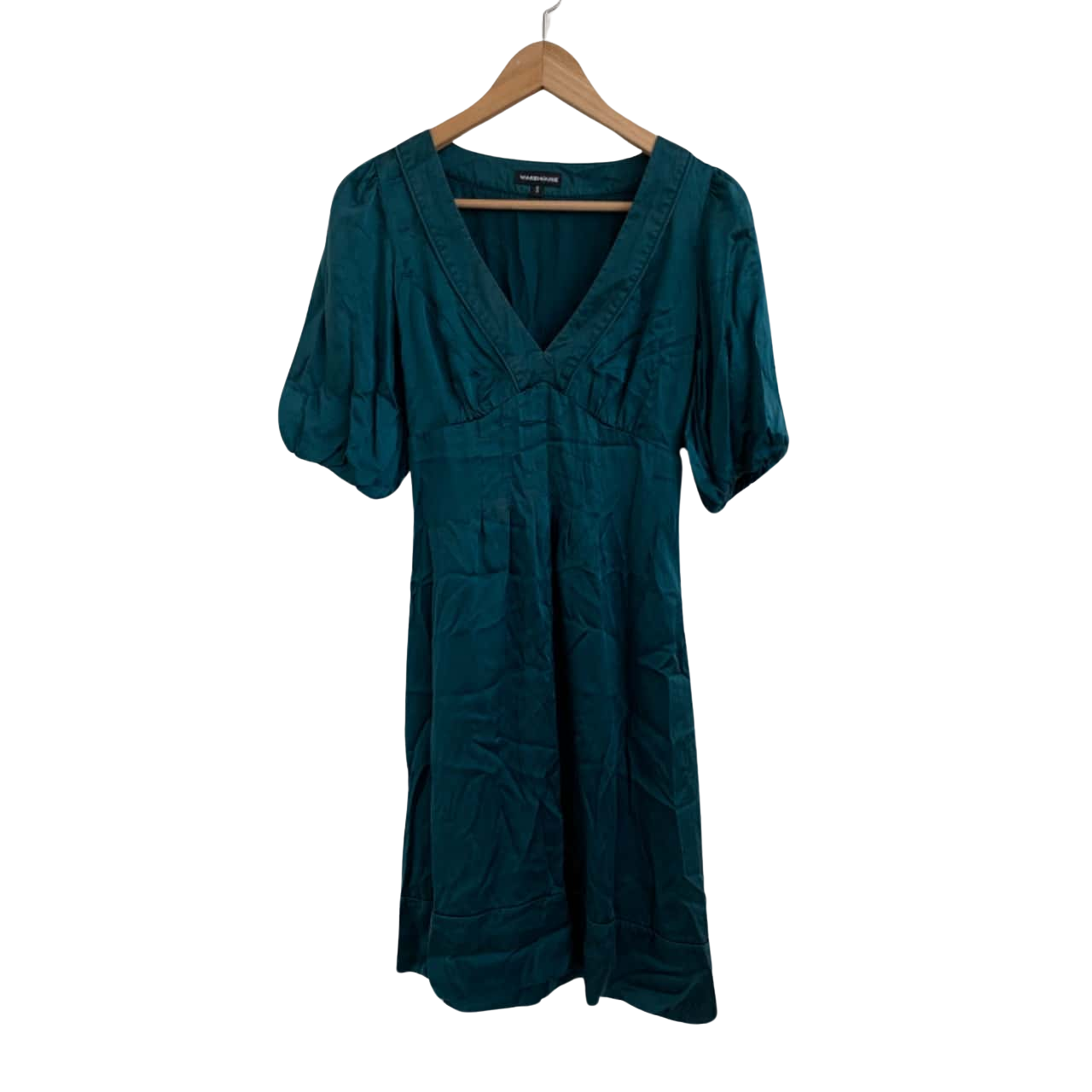 Warehouse Size 10 Green Silk Midi Dress(s)