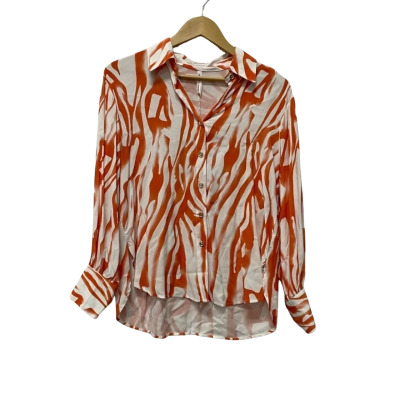 Spicy Sugar Womens  Size 8 Long Sleeve Shirt Orange / White 